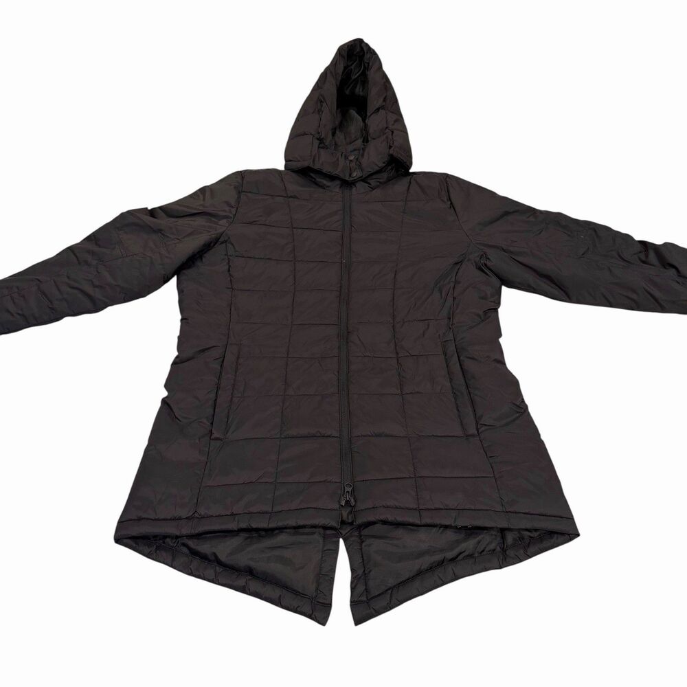 Swiss Tech Jacket Women’s Hooded Black Puffer Size Large 12-14 Full Zip Coat